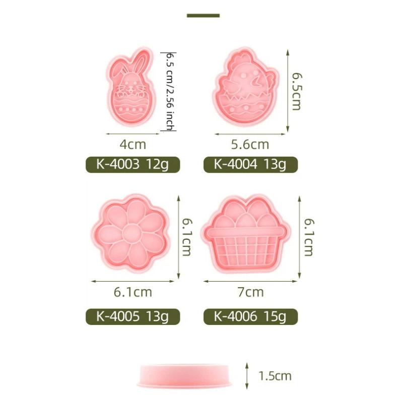 1/4 Bucăți Matriță Brioșe Iepuraș de Paște Plastic Iepuraș Ou Tăietor de Prăjituri Ștampilă Embosator Petrecere de Paște Fondant Tort Decorațiuni de Copt