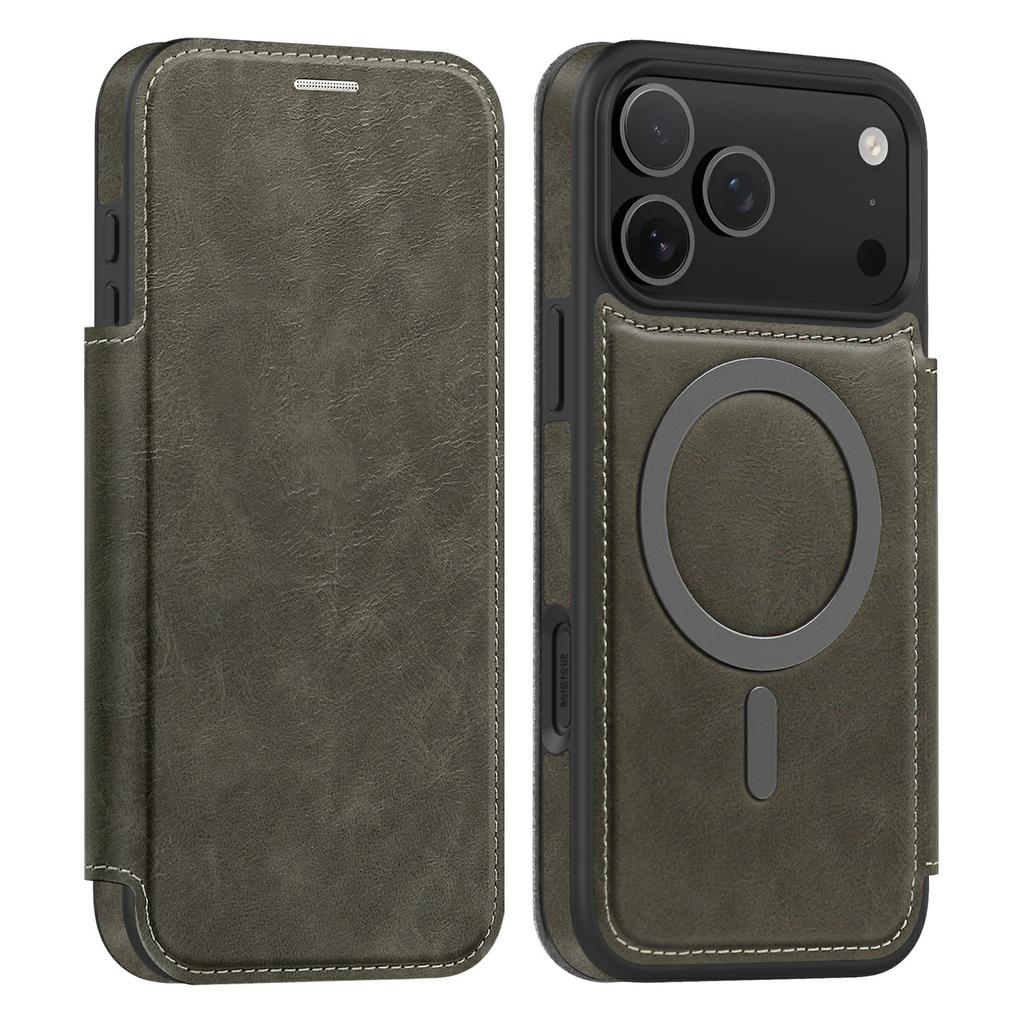 For iPhone 17 Pro Max Case Compatible with MagSafe RFID Blocking Card Holder Leather Phone Cover