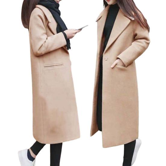 Dámský zimní kabát, midi délka, volný, jednobarevný, kardigan, kapsy, termo, jeden kus