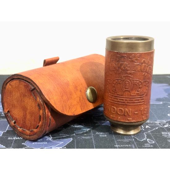 Antique Brass Leather Telescope 6" with Leather Case – Handmade Nautical Spyglass, Fully Functional – Perfect for Maritime and Pirate Collectors
