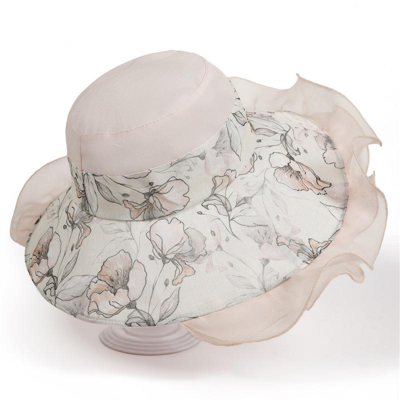 Hat women's summer thin cool hat new sunshade bucket hat outdoor big eaves foldable beach hat