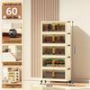 40-60cm Wide Transparent Foldable Double Door Floor Storage Cabinet with Multiple Layers