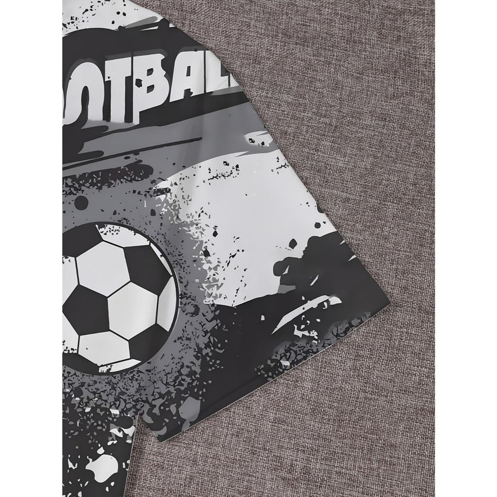 Summer New Children's Sports Set Casual Sports Men's 3D Printed Children's Football Pattern T-shirt Short Sleeve Set