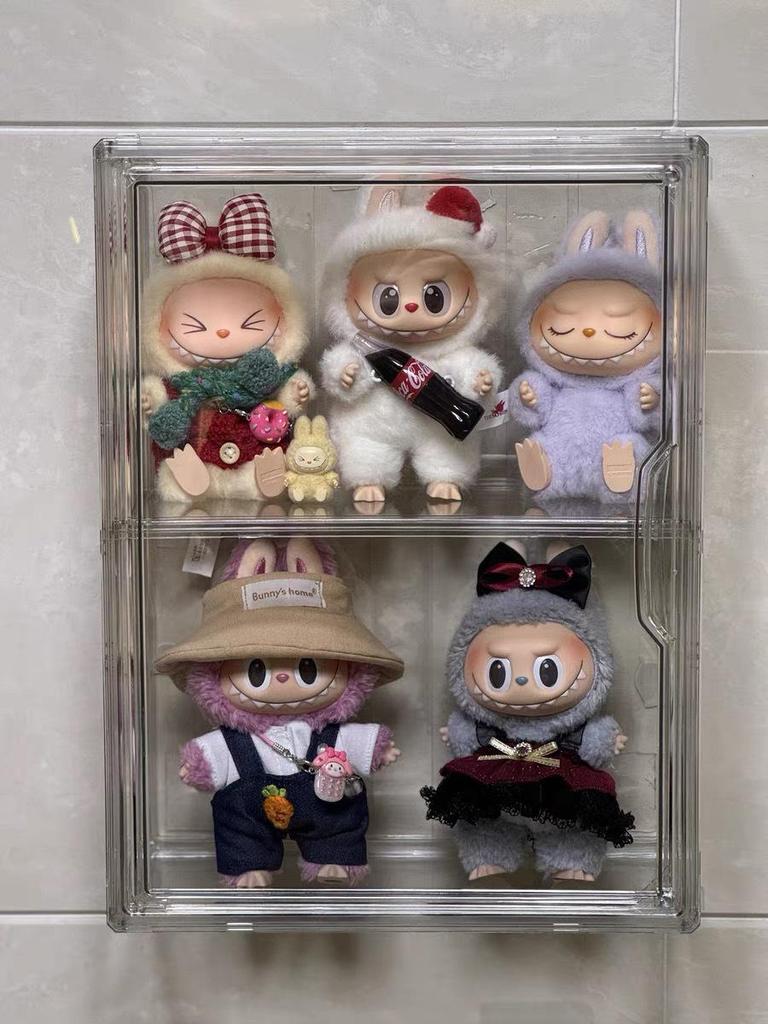 LABUBU Blind Box Desktop Display: Transparent Acrylic Storage Cabinet for Dustproof Figurine Presentation