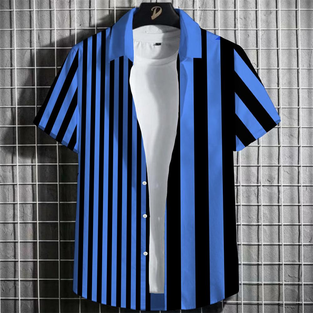 

Мужская полосатая рубашка, рубашка с цветочным 3D-принтом, повседневные шорты, топы с рукавами, рубашки для пляжных вечеринок, мужская гавайская рубашка, свободная одежда 2025 XXXL