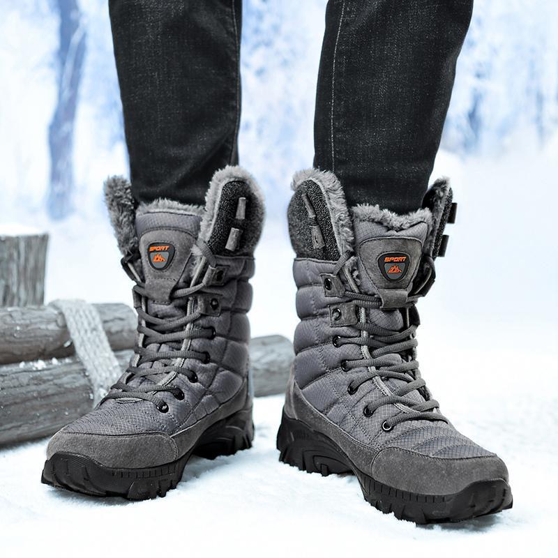 

New large size outdoor thick-soled snow boots men s medium and high top velvet thermal casual cotton boots trendy shoes 48