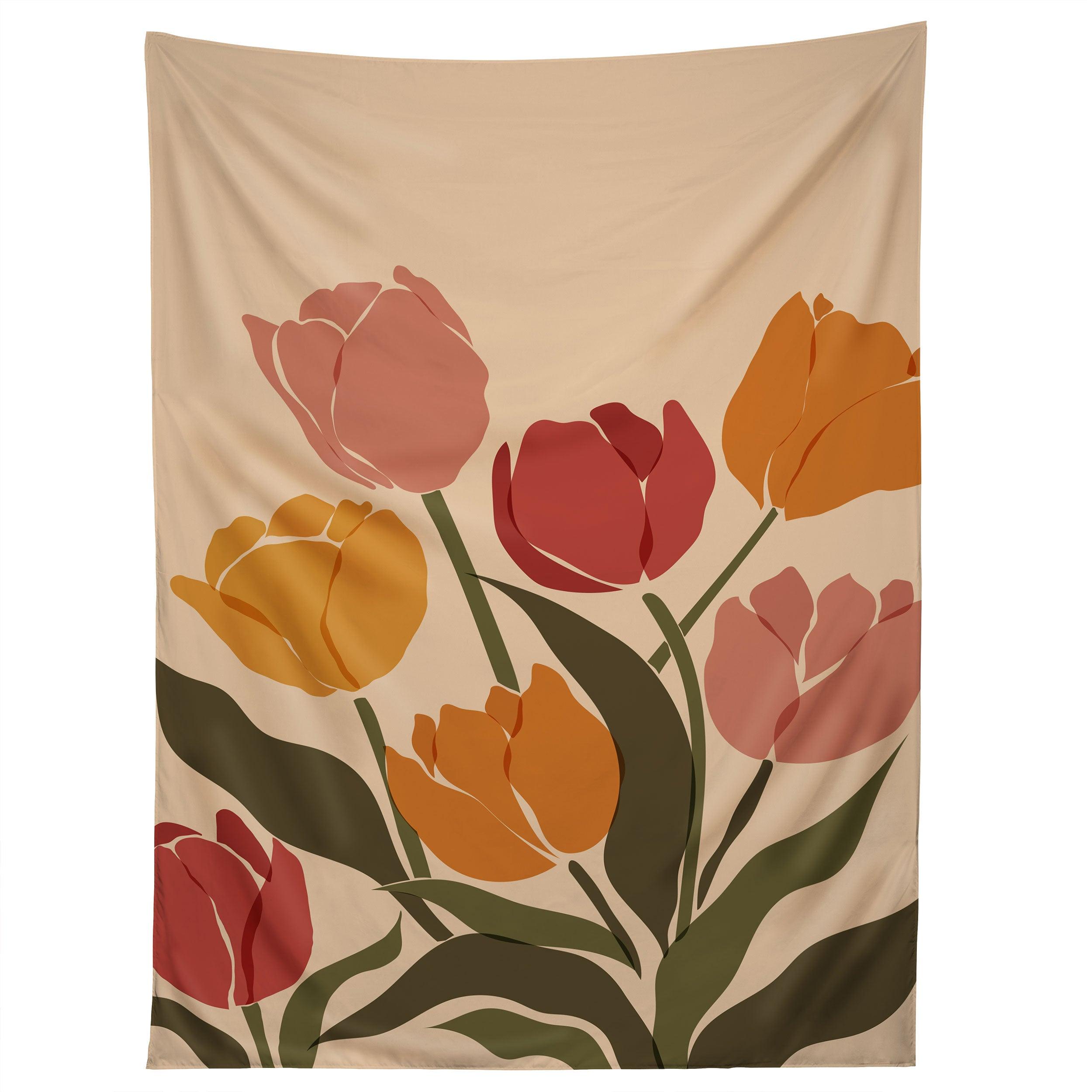 ABSTRACT TULIPS tapestry 75x100