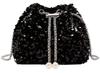 [E&K726] Mini Bolsa de Ombro com Cordão de Lantejoulas e Pingente de Pérola, Bolsa de Mão/Ombro Versátil, Lantejoulas, Perfeita para Eventos, Festas e Casamentos
