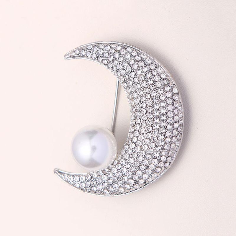 

Брошь «Бриллиантовая луна» в корейском стиле с жемчугом – Элегантный женский аксессуар-булавка