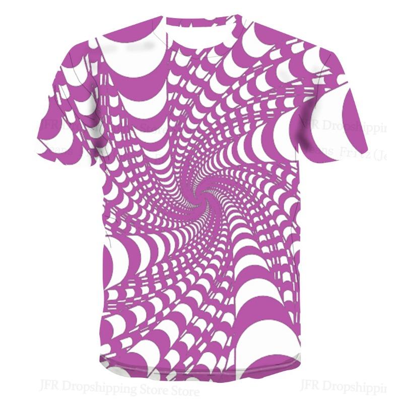 Women T Shirt 3D Funny Optical Illusion 3d Print T-shirt O-Neck Short Sleeve Tops Tees Women Clothing Geometric Tshirt Dizzy