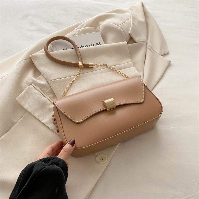 Elegant Pu Leather Chain Shoulder Bag For Women Trendy 2024 Street Style Small Square Bag