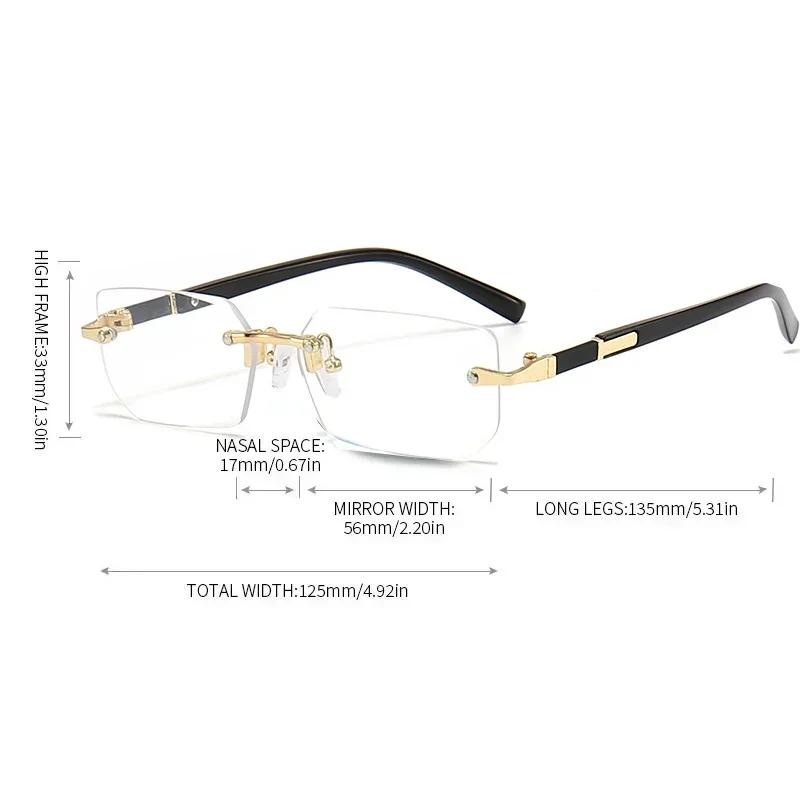 New Fashion Rimless Presbyopia Glasses Anti Blue Light Reading Glasses for Men Women Diopter +3.0 +3.5 +4.0 Clear Lens