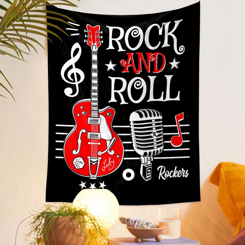 Rock and Roll Guitar Design Patterned tapestry home decor, suitable for bedroom and living room, gift