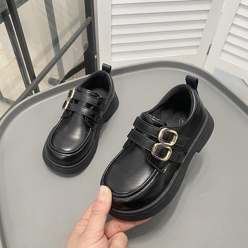 

New Spring and Autumn Girls Fashionable British Style Comfortable Soft-soled Leather Shoes 24 чорний