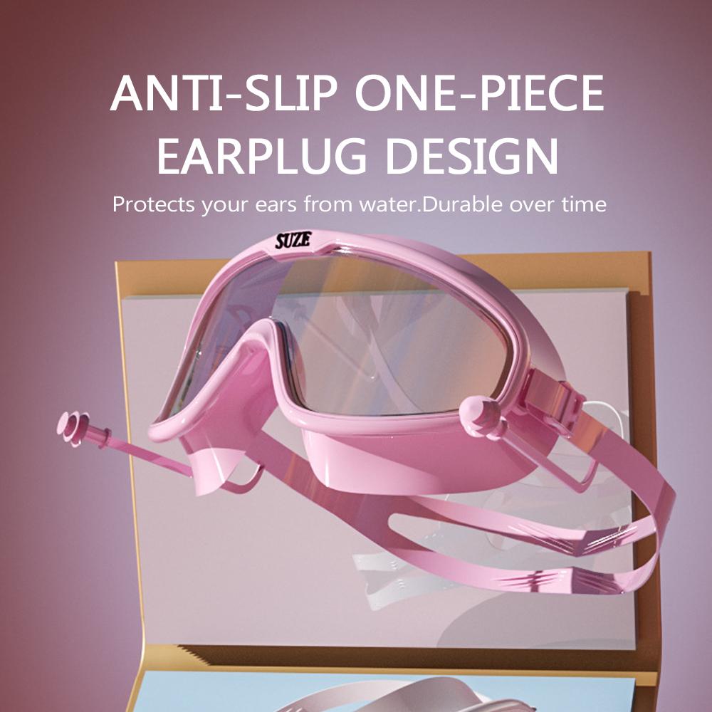 Big Frame Swim Goggles Professional Swimming Waterproof Soft Silicone HD Eyewear Glasses Swim Men Women Goggles With Earplugs