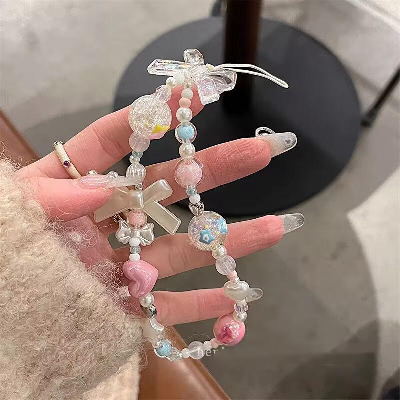 Korean Y2K Phone Lanyard Kawaii Heart Star Buttfly Style Phone Pendant Bear Sweet Cool Girl Phone Chain