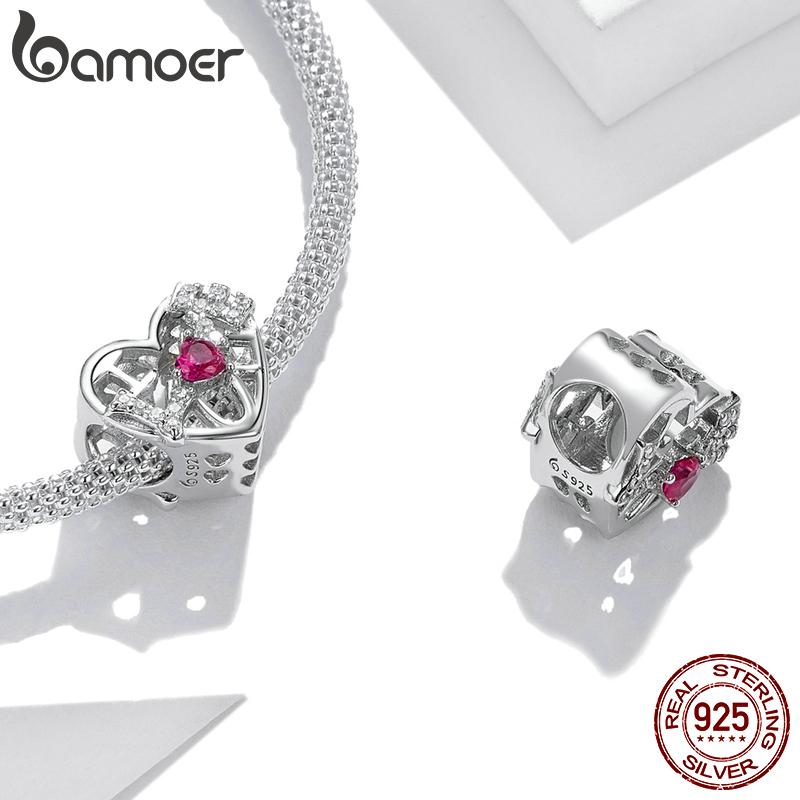 Bamoer 925 sterlingsølv platinabelagt dobbeltkjede hjertearmbånd, justerbart armbånd for hummerlås for kvinner