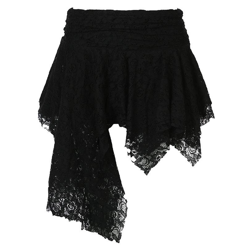 

Французька ретро-мереживна нестандартна багатошарова плісирована спідниця L чорний