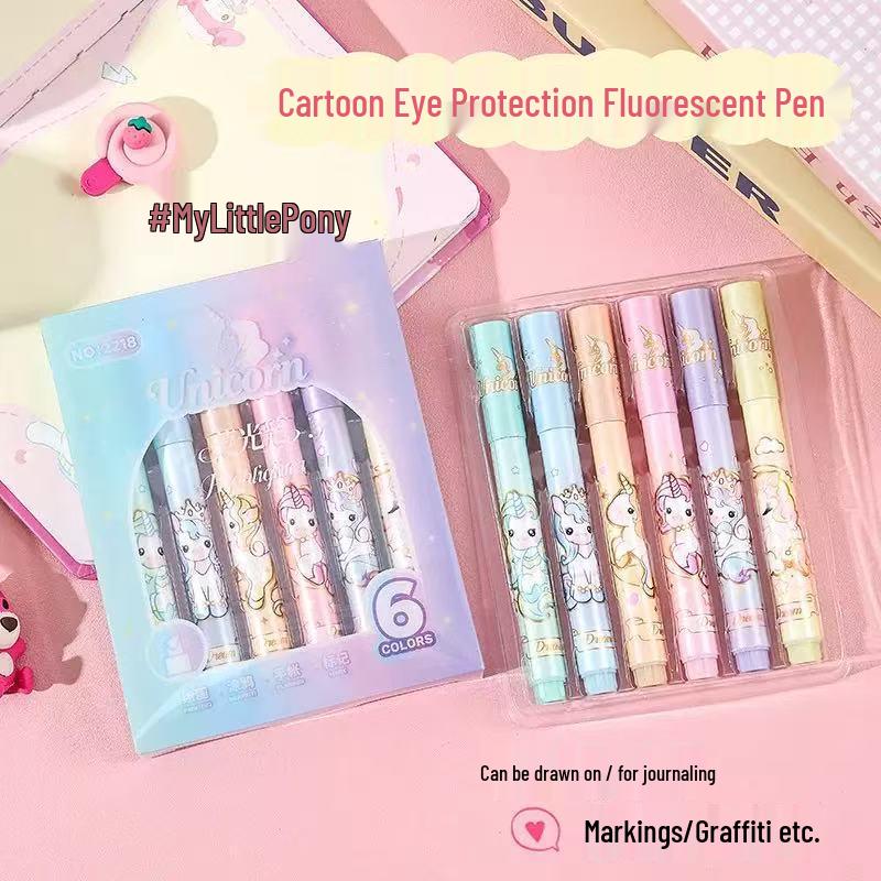 12-Color Boxed Fluorescent Highlighter Pens for Students - Eye Protection & High Visibility