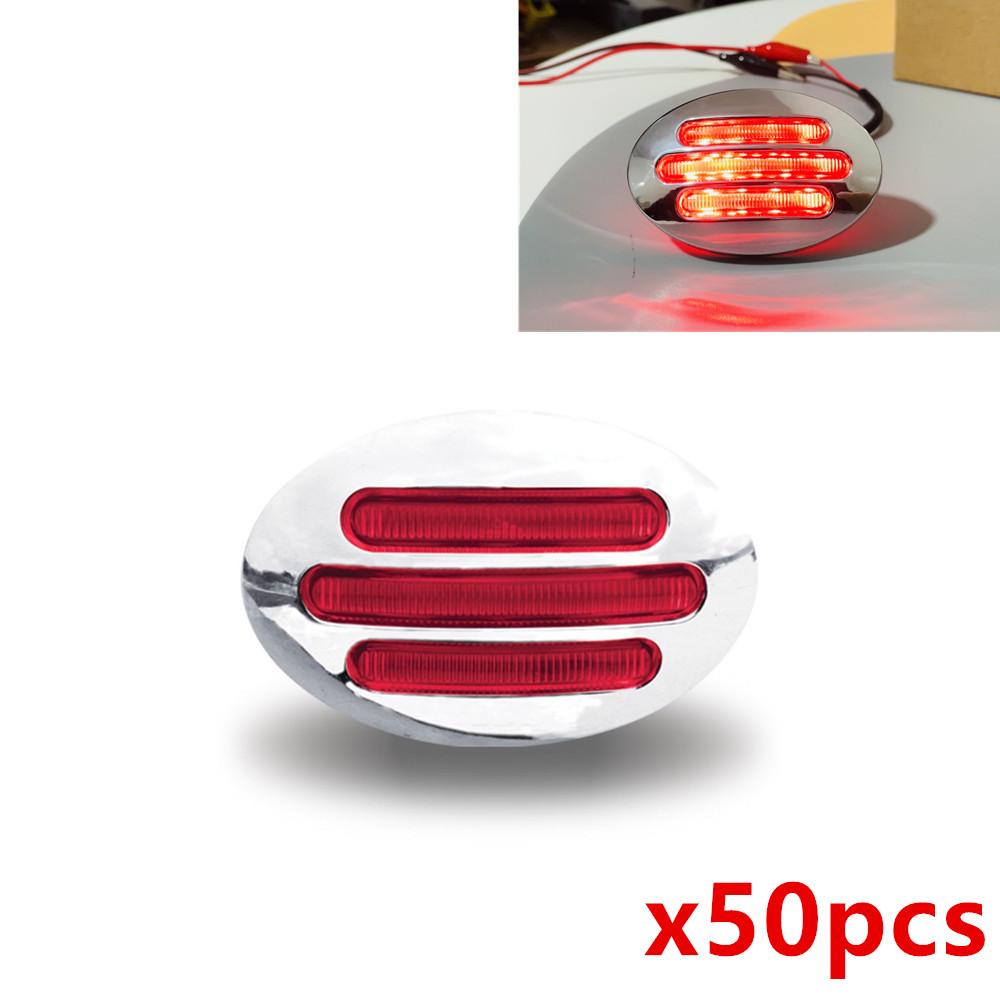 2025 50PCS Truck Trailer 13LED Side Marker Lights 3Inch Oval Amber Red Turn Signal Lamp Marker Indicator LED Side Lights 12V красный