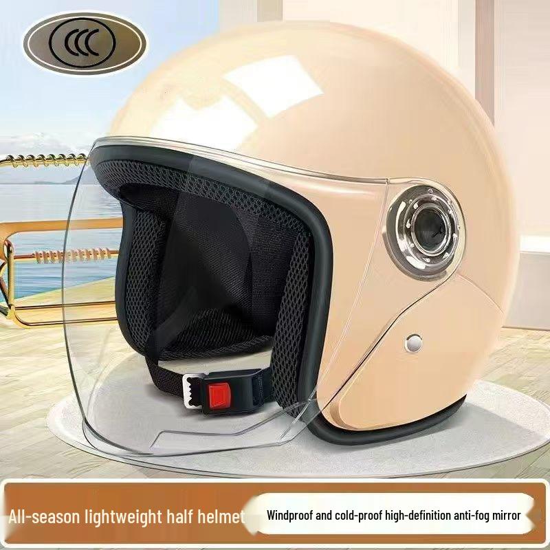 Certified Electric Vehicle Helmet with Cold Protection and Neck Gaiter – Unisex Half Helmet for Motorcycle Safety