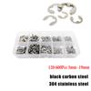 70–600 Stück 3–19 mm Sicherungsring-Sortiment-Set, schwarzer Sicherungsring-Satz und 304 Edelstahl-Kohlenstoffstahl