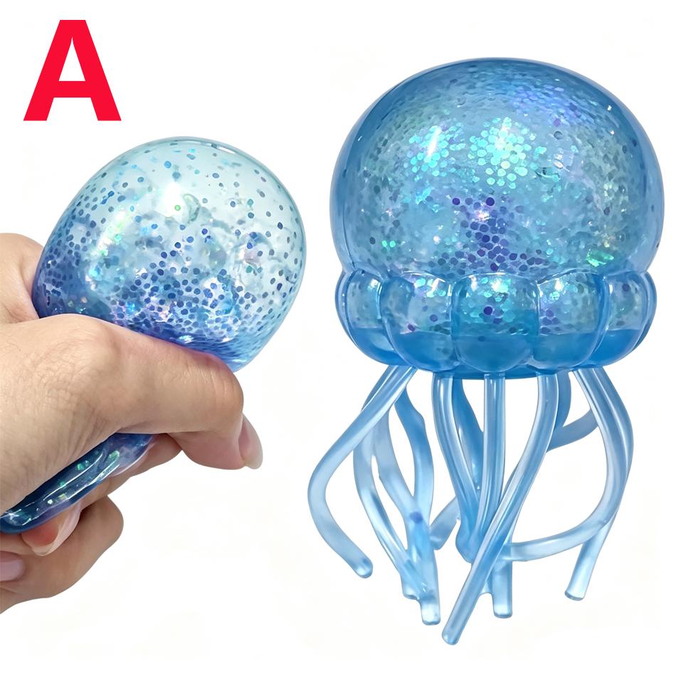 Popular  Jellyfish Octopus Soft Squeeze Fidget Toys Bead Filled Maltose Texture Soft Jelly-Like Stress Relief Squishy Toy