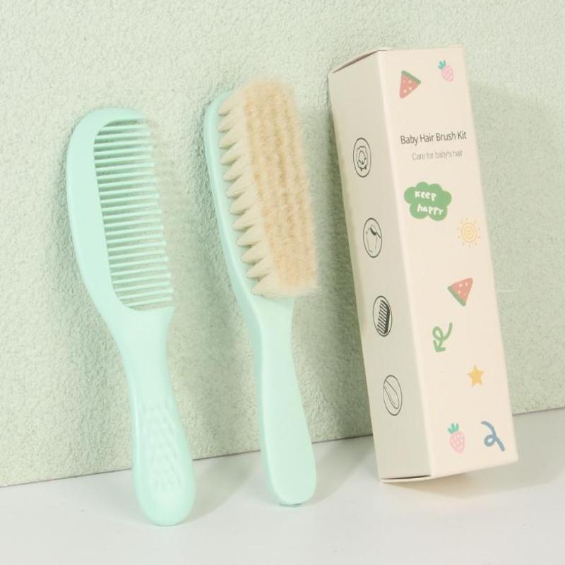 Sada kartáče a hřebenu na měkké vlasy z vlny Nejjemnější štětiny Kartáč na dětské vlasy Kartáč na masáž těla kojence Uklidňující kartáč do vany Cestovní výbava