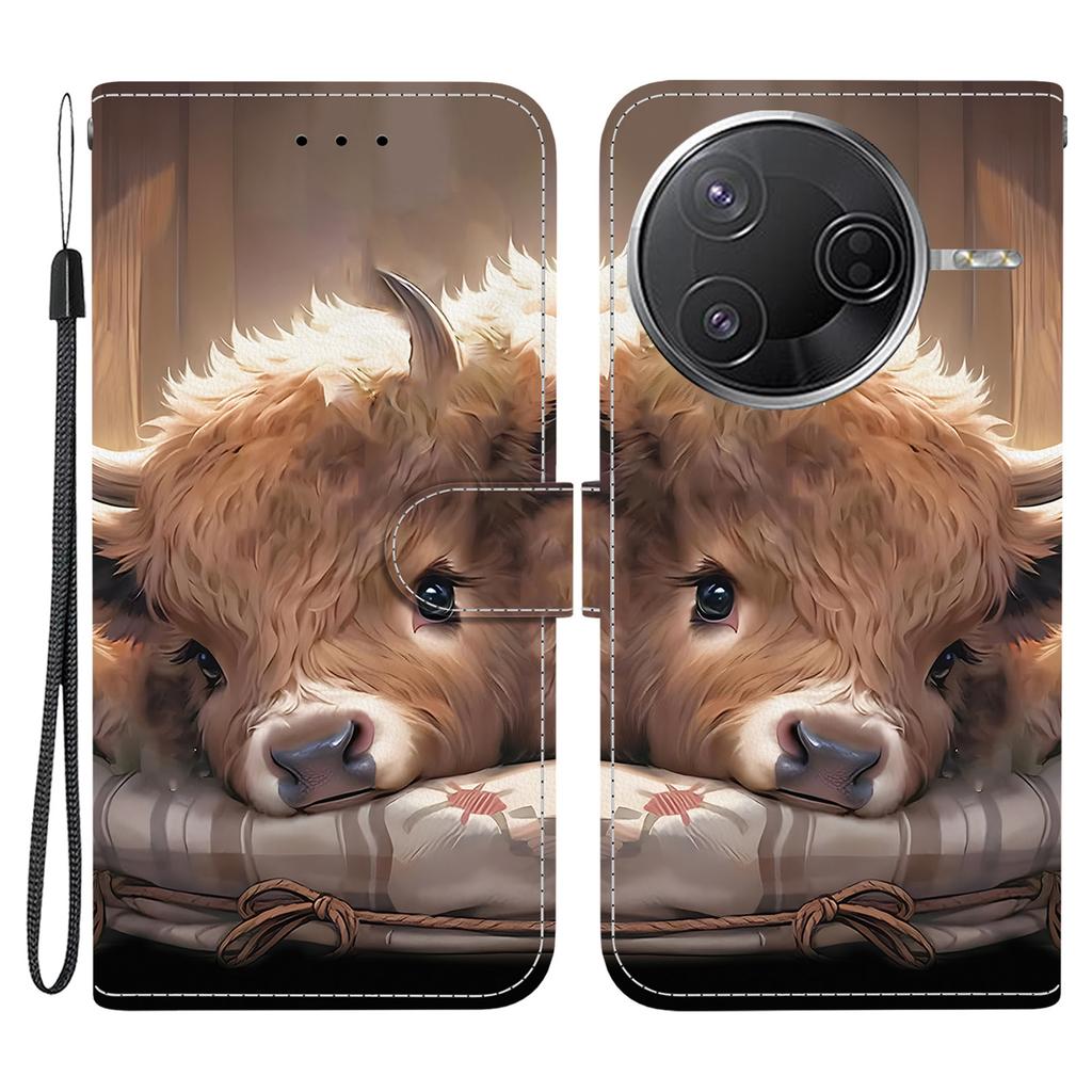 Leather Case For Xiaomi Redmi K80 Pro 5G/K80 5G/Poco F7 Pro 5G/F7 Ultra 5G Pattern Printing Phone Cover with Wrist Strap