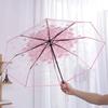 1PC Three-Fold Beauty Cherry Blossom Transparent Umbrella Rainproof Fold Umbrella Handheld Windproof