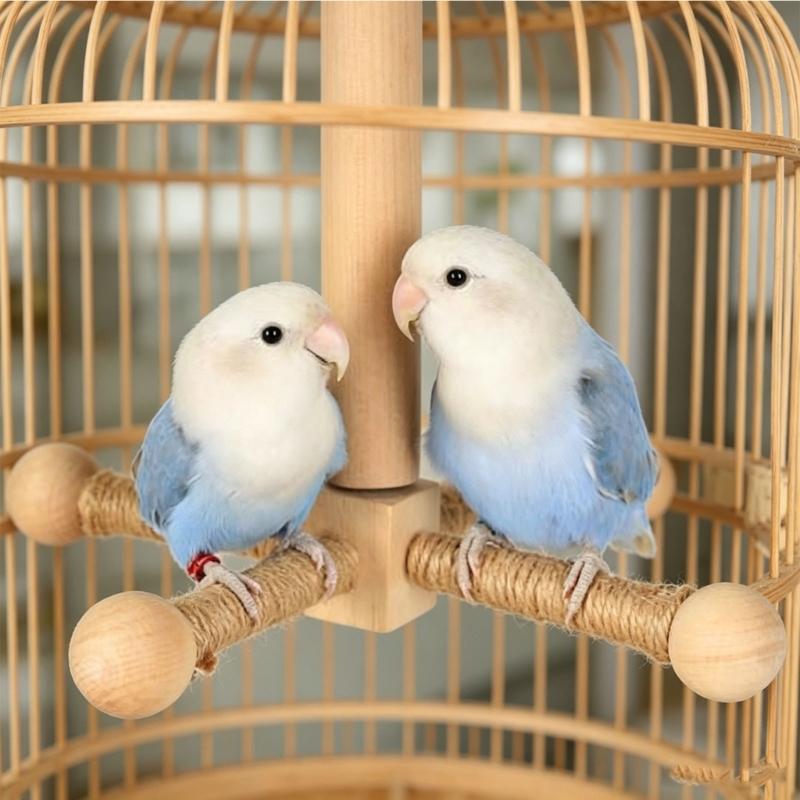 Colorful Rotating Windmills Toy Wood Interactively Bird Stand Parrots Ferris Wheel Toy with Perches Exercise Gym Stand