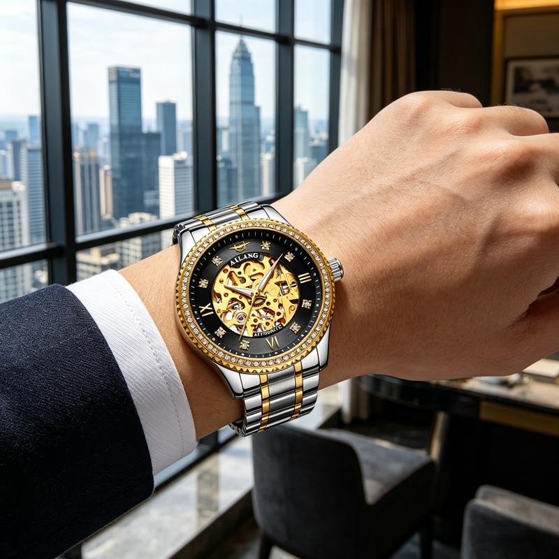 AILANG Business Men's Hollow Watch Top Brand Automatic Mechanical Watch Trend Luminous Waterproof New Clock For Men Reloj Hombre