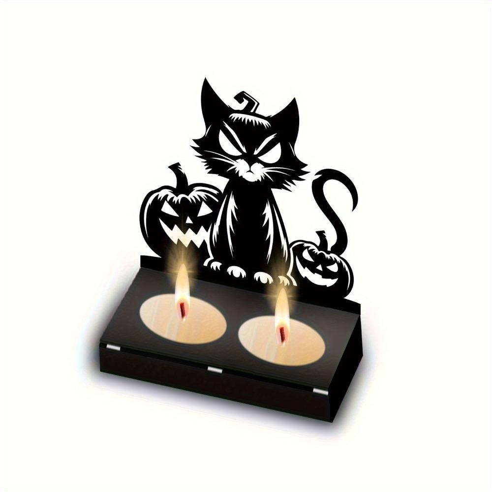 

Halloween Black Cat Iron Candle Holder Pumpkin Silhouette Gothic Home Decor Spooky Party Table Centerpiece Bar Accessories Unique Gift чёрный