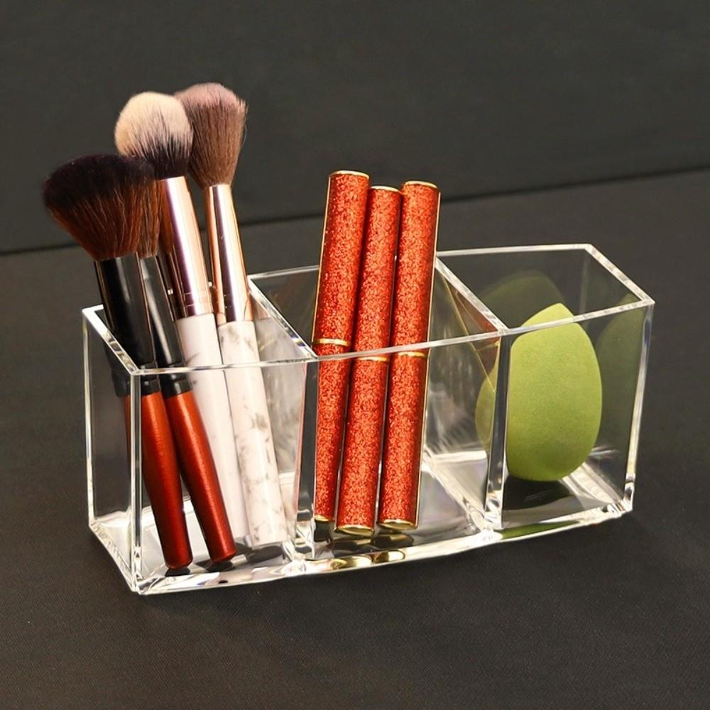 Clear Brush Holder Plastic Makeup Storage Tray Jewelry Case Cosmetic Storage Box  Drawer Organizer