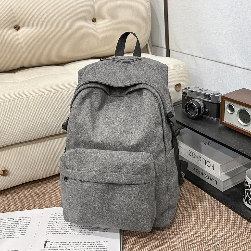Schoolbag Korean Version Large Capacity Solid Color Backpack Girls Versatile Mori Simple High School College Student Schoolbag Casual Backpack Men
