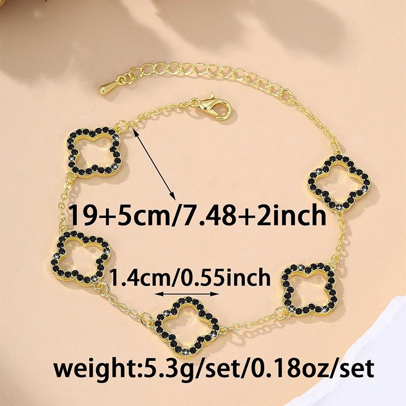 Nový Jednoduchý Náramek Čtyřlístek Dámský Sladký Pocit Seniority Zirkonia Čtyřlístková Květina Šperk na Ruku