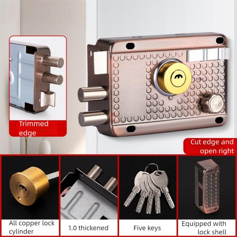 External Iron Door Lock Security Anti-Theft And Anti-picking Lock Wooden Door Compound Door Lock Multi-safety Smooth Lock