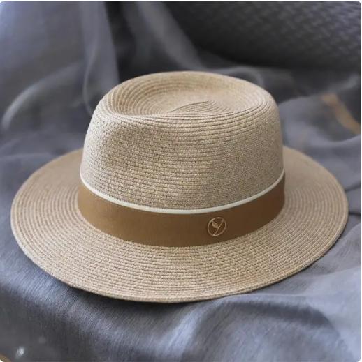 

2025 Designer Natural Panama Soft Shaped Straw Hat Summer Women/Men Wide Brim Beach Sun Cap UV Protection Fedora Birthday Gift Large size 58-60cm хаки