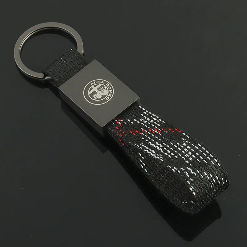 1PC Luxury Leather Car Badges Keychains for Alfa Romeo Logo 159 Giulietta Giulia GT 156 Mito Stelvio Key Chain Rings Accessories VD7 12s