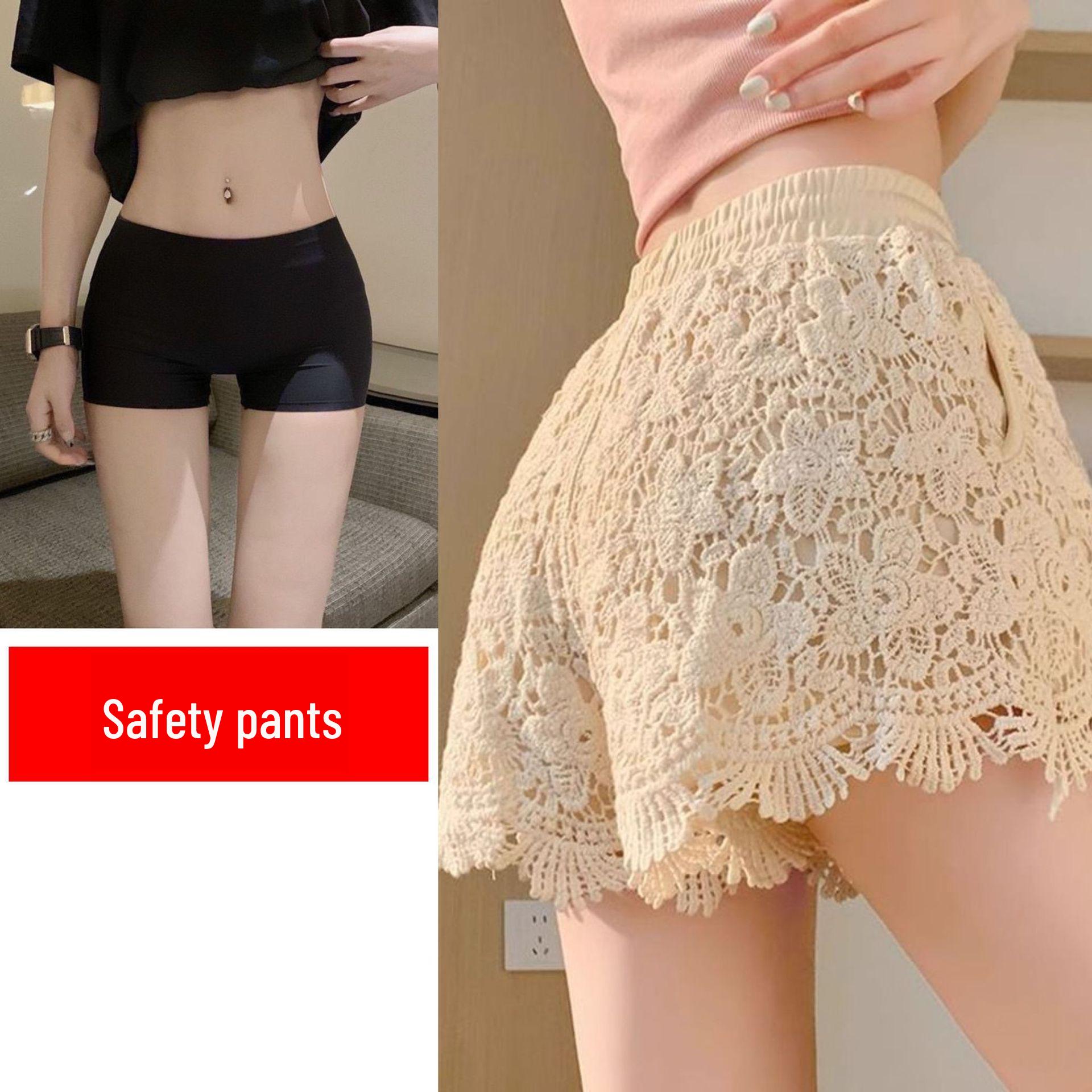 

Women s Summer High-Waist Lace Sports Shorts - Casual, Loose, A-line, Wide-Leg, Three-Quarter Pants S (suggested 70-90 kg)