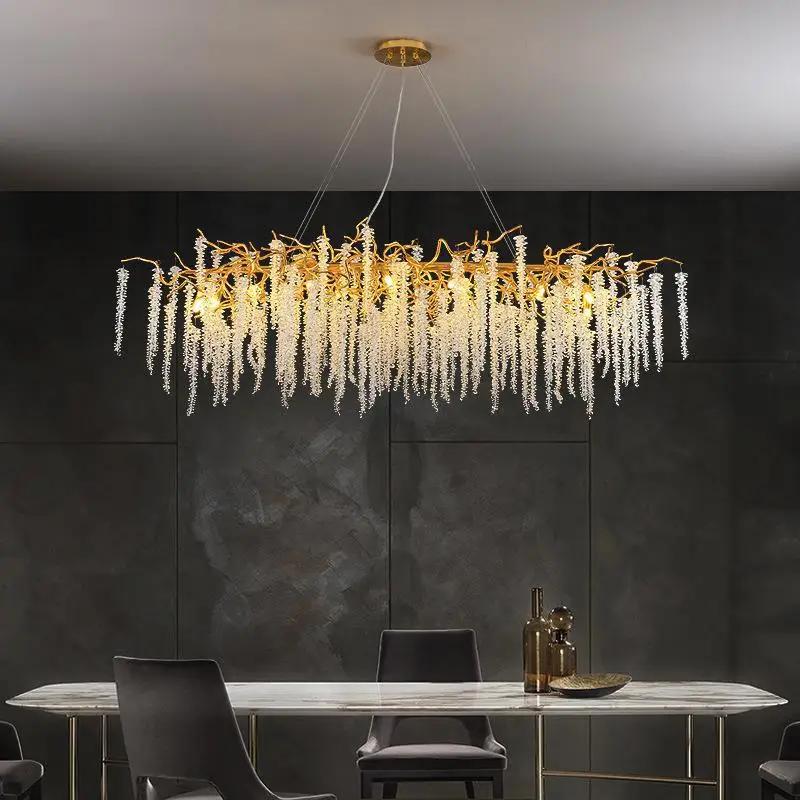 Candelabru Cristal Pendant Lumini Insulă Iluminat Bucătărie Decorare Sufragerie Crengă Pom Candelabre Corp de iluminat