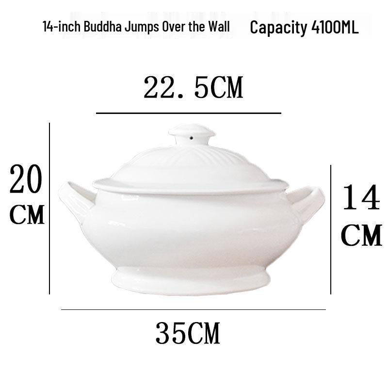 Ceramic Stew Pot with Lid - Extra Large Double-Earred Soup Pot for Birds Nest and Buddha Jumps Over the Wall Soup