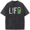 Men Casual Cotton Short Sleeve T-shirts Battery Life Letter Men's T-Shirt Men Women Casual Fashion Oversized T-shirt