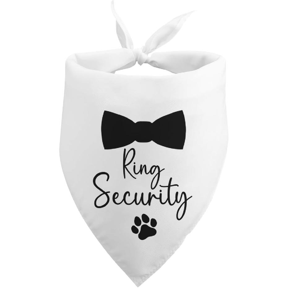 Wedding Dog Bandana Ring Security - White Bridal Shower Engagement Announcement Photo Prop - Pet Accessories for Dog Lovers Owner Gift ring security