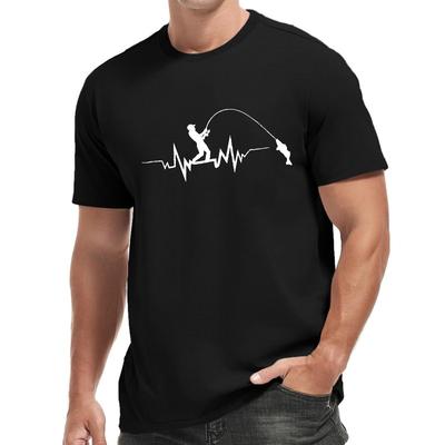 Taglie Europee T-shirt da Uomo Girocollo Manica Corta Stampa Pesca Moda Vestibilità Regolare Top per Primavera Estate Vacanze Tempo Libero