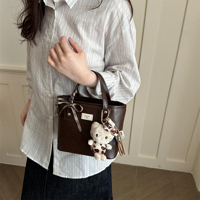 Retro simple new bucket bag fashion casual bag spring new texture women's shoulder messenger bag