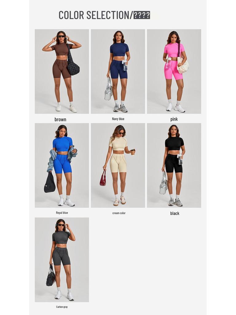 European & American 3D Patchwork Quick-Dry Yoga Set: Tight Short Sleeve & Shorts