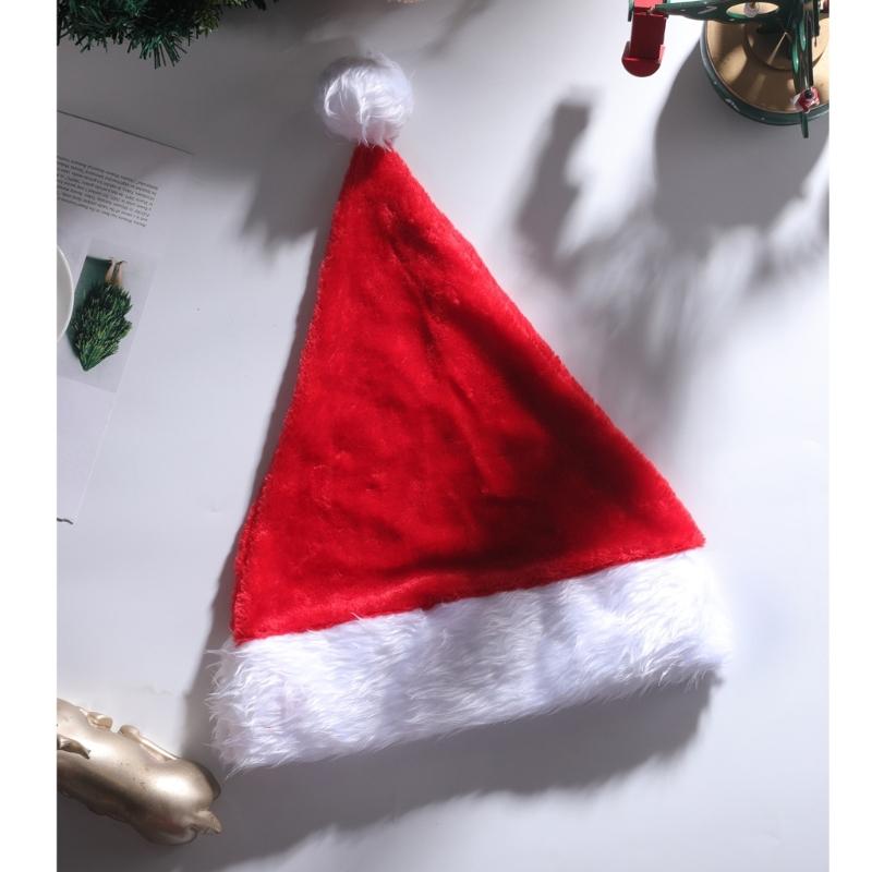 LED Christmas Hat, Light Up Christmas Hat Unisex Plush Beanie Holiday Hat with White Brim Christmas Party Props