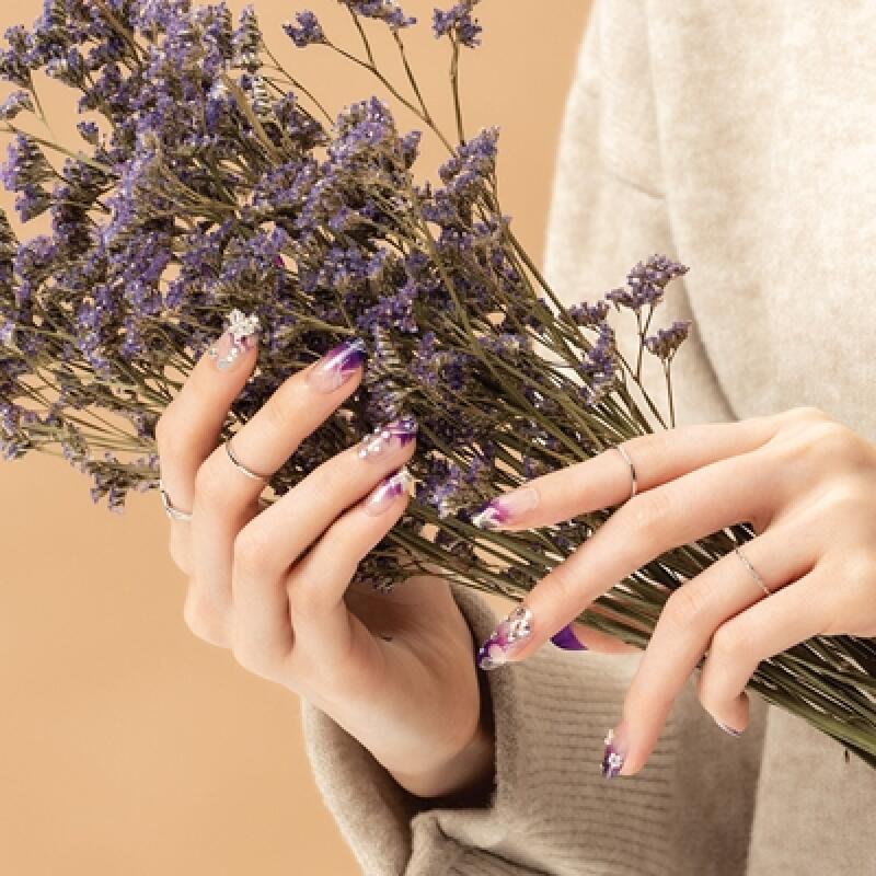Verniaongles Real Parts Long Oval Type Gel Nail Tips - Awesome Purple
