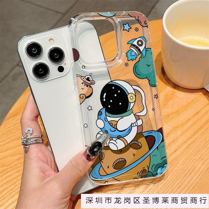 Space Astronauts Are Suitable for Apple 15pro/12 Anti-drop Simple Mobile Phone Case 13/14promax Soft Glue 11/16.